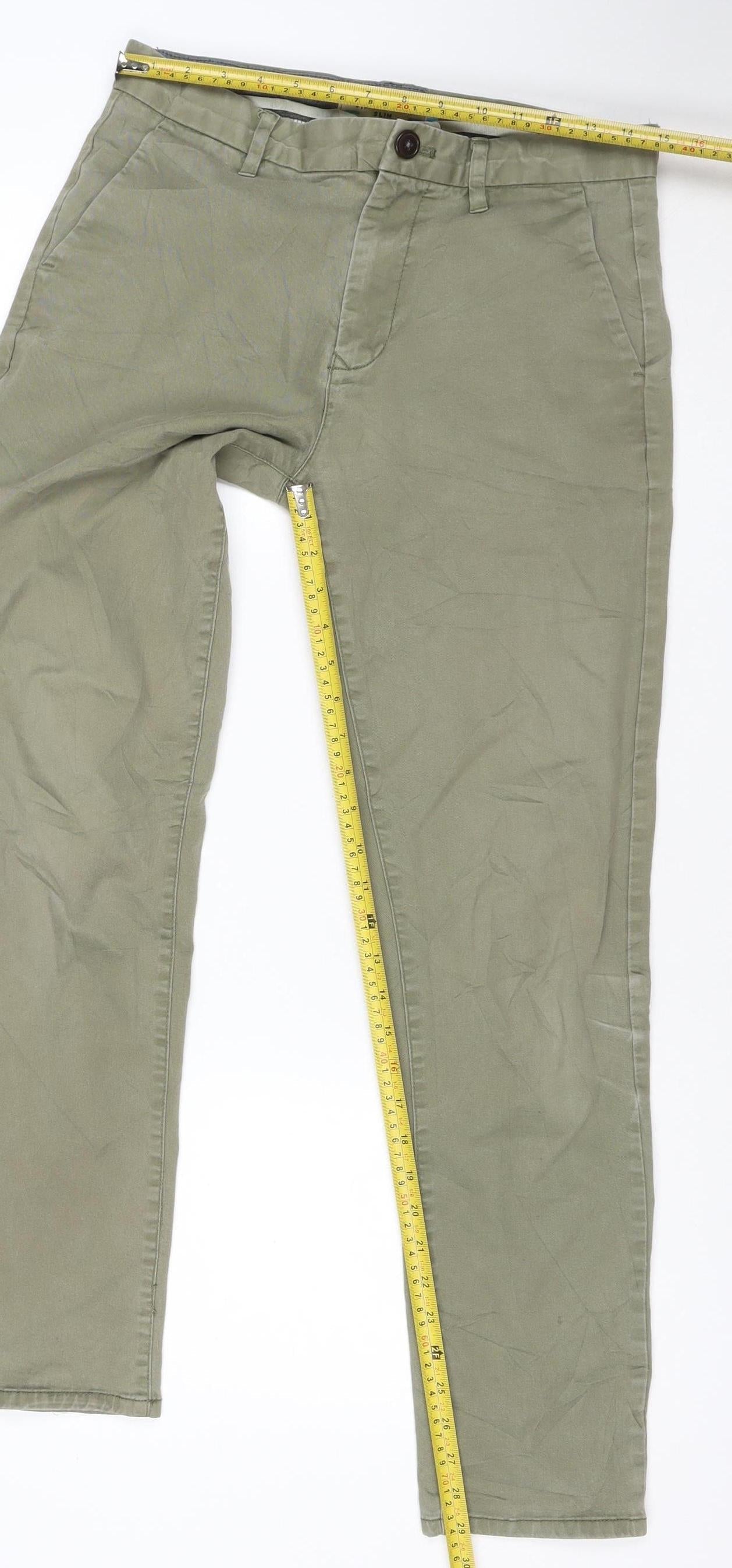 Next Mens Green Slim Fit Stretch Chino Trousers 30R