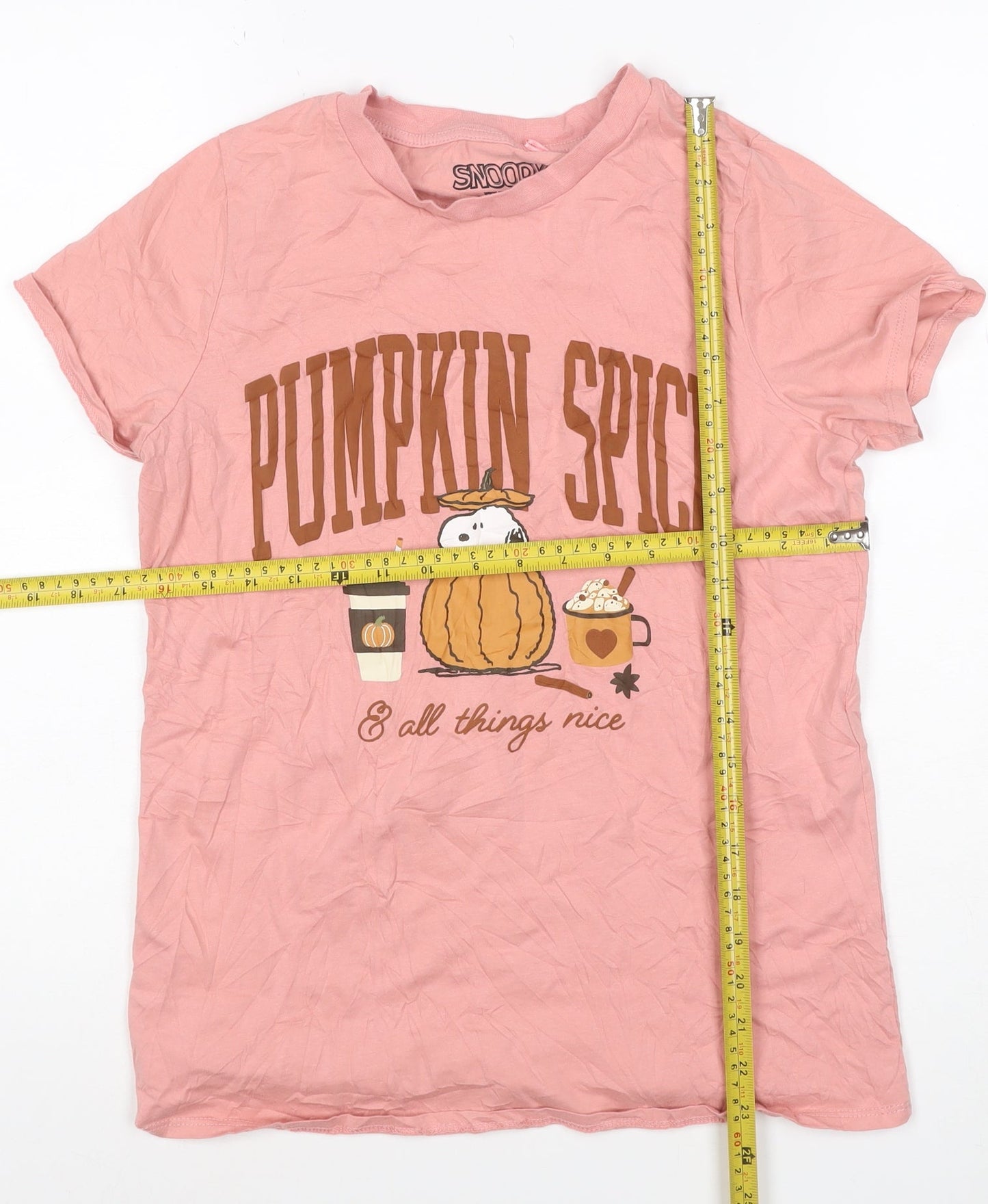 Snoopy Womens Pink T-Shirt Nightshirt Size 10 Cartoon Autumn Graphic