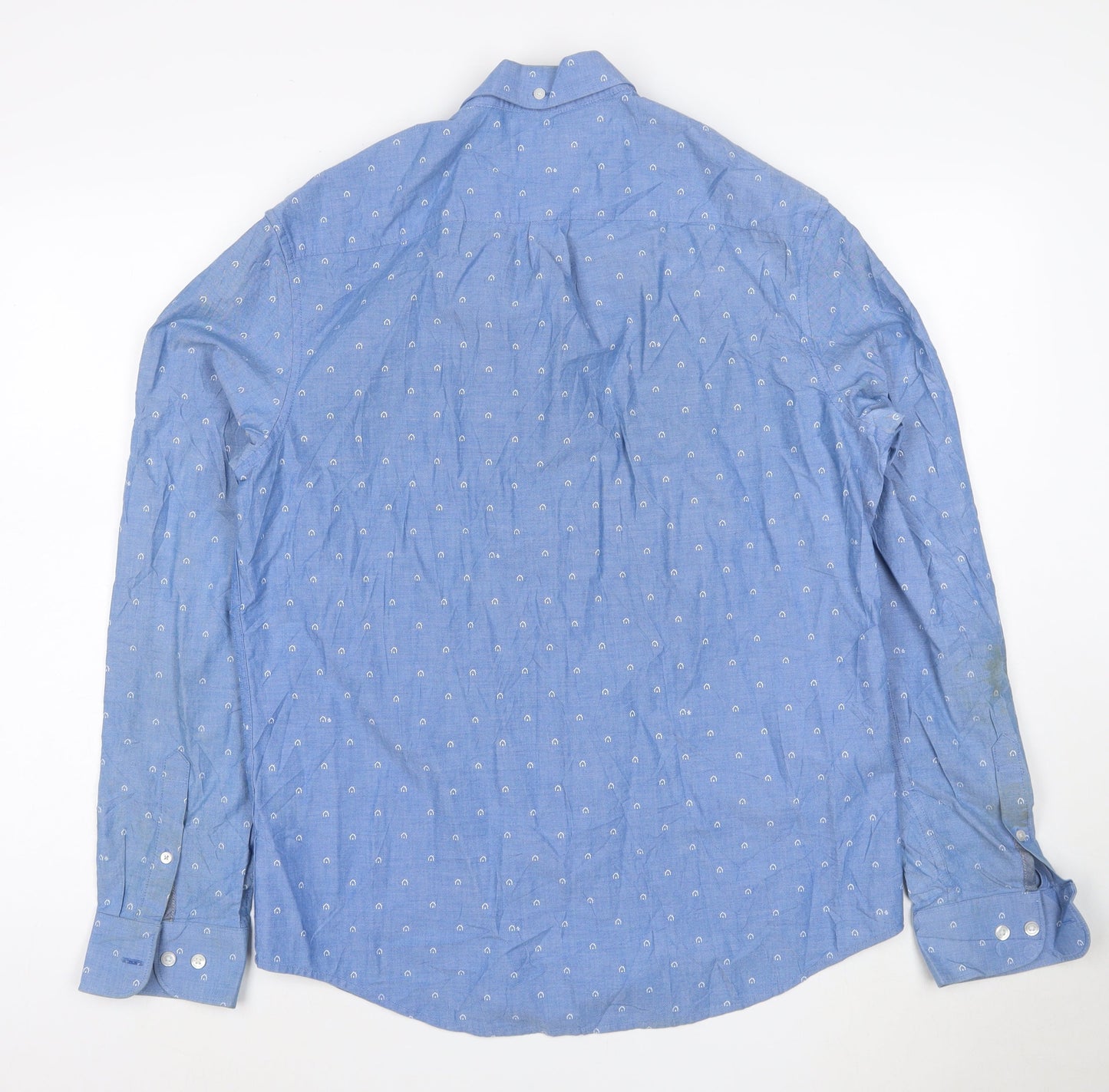 Original Penguin Men's Blue Slim Fit Button-Up Shirt L