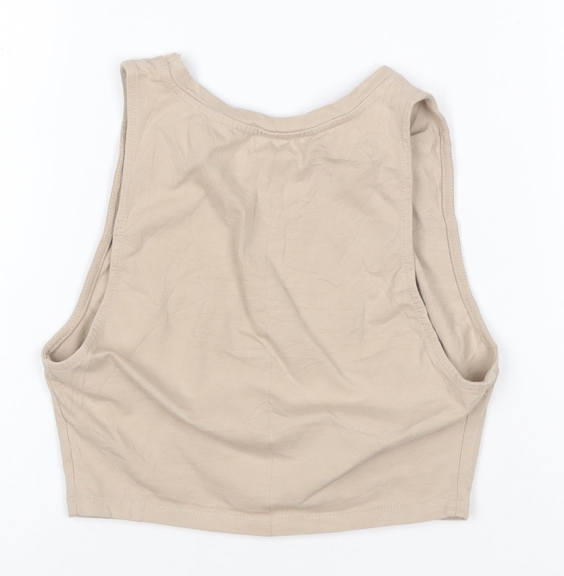 ZARA Women Beige Cropped Cotton Tank Top Size S