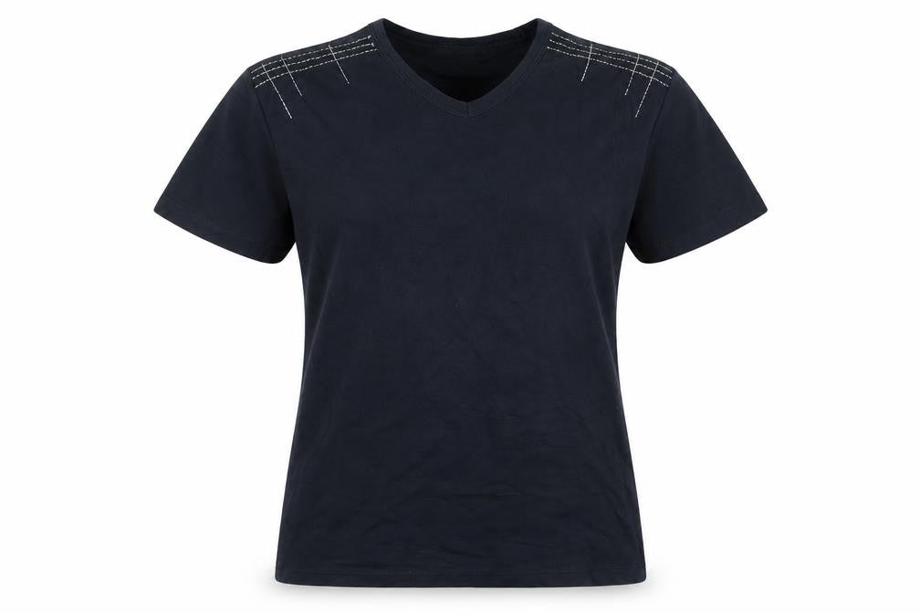 River Island Women's Black V-Neck Cotton T-Shirt Medium