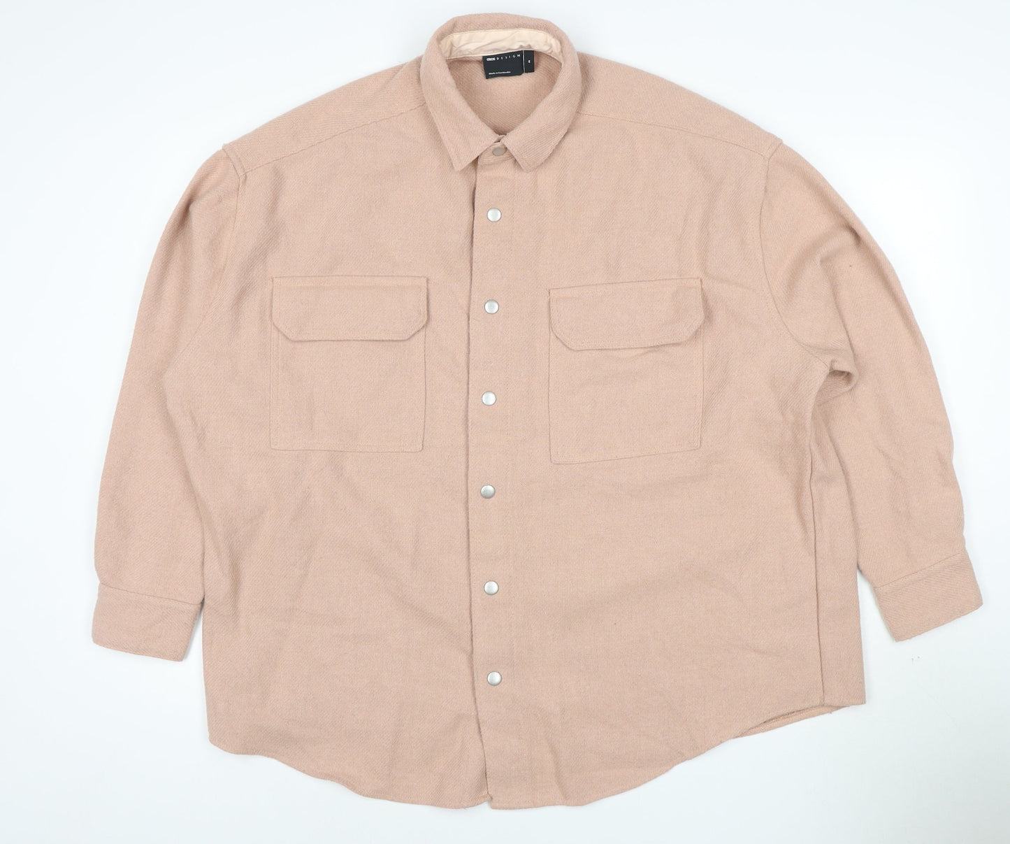 ASOS DESIGN Men's Beige Twill Shirt Jacket M 40in Cotton Blend
