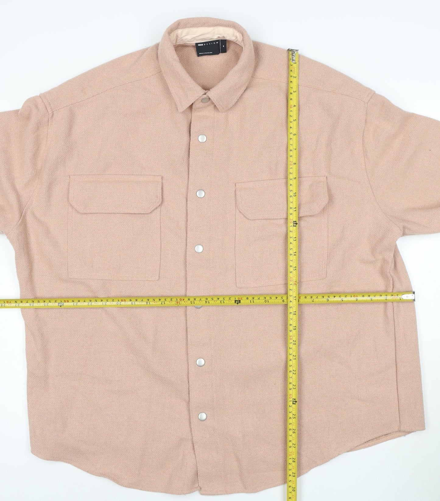 ASOS DESIGN Men's Beige Twill Shirt Jacket M 40in Cotton Blend