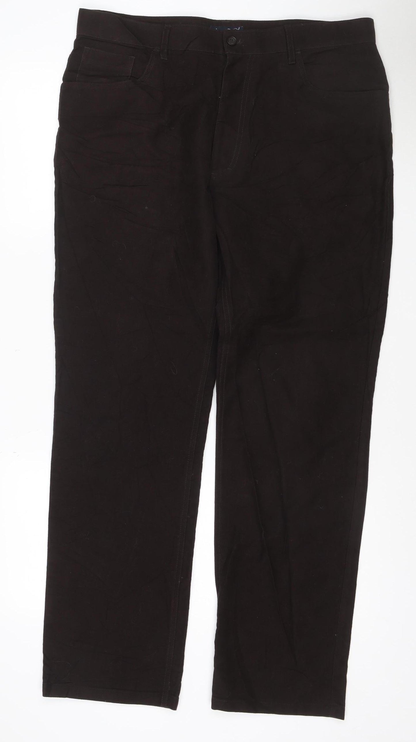 Gemm Mens Black Cotton Chino Trousers 36W 31L Regular Fit