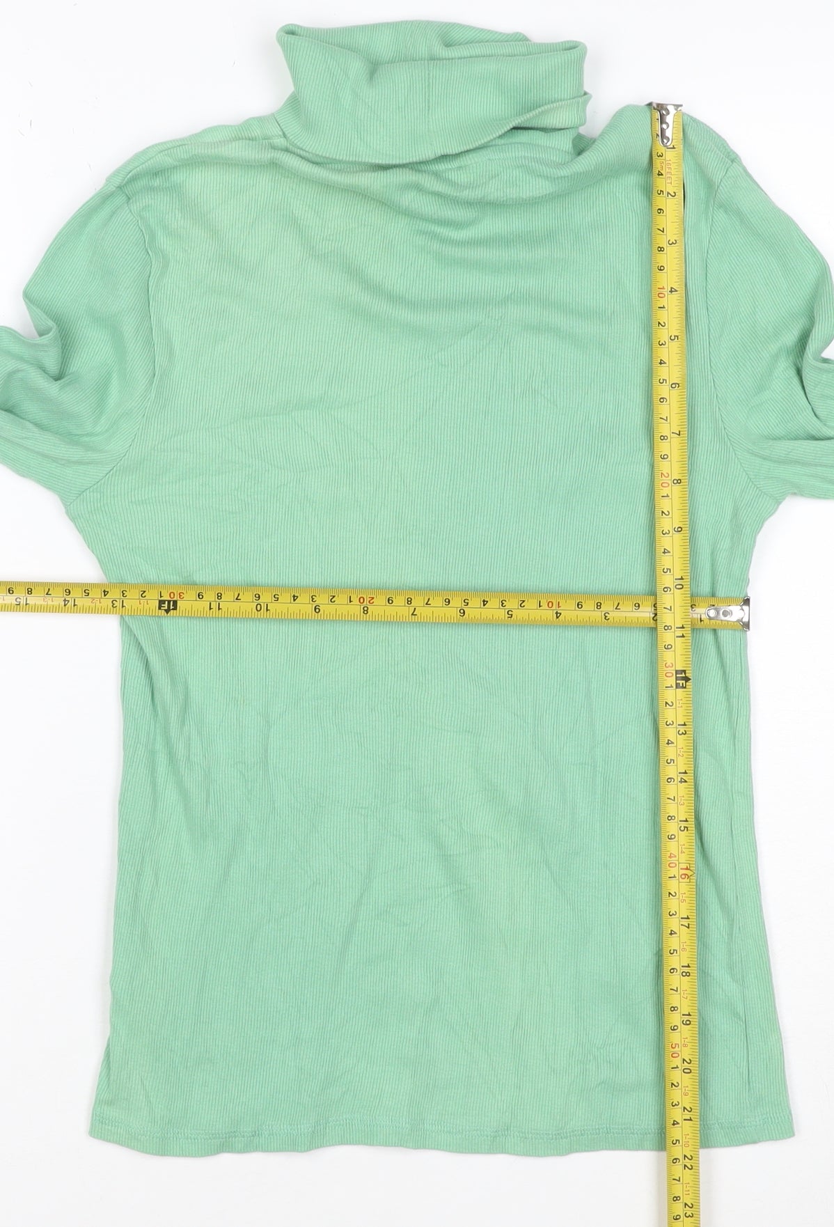 Marks and Spencer Women's Green Roll Neck Cotton Jumper Size 10