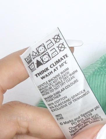 Marks and Spencer Women's Green Roll Neck Cotton Jumper Size 10