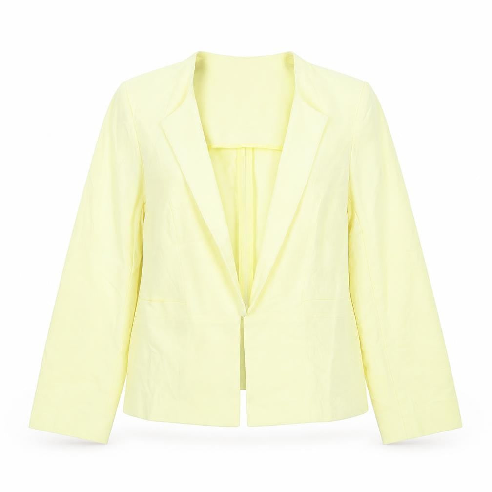 Marks & Spencer Women’s Yellow Blazer Size 10 Regular Fit Single-Breasted Cotton Blend Jacket