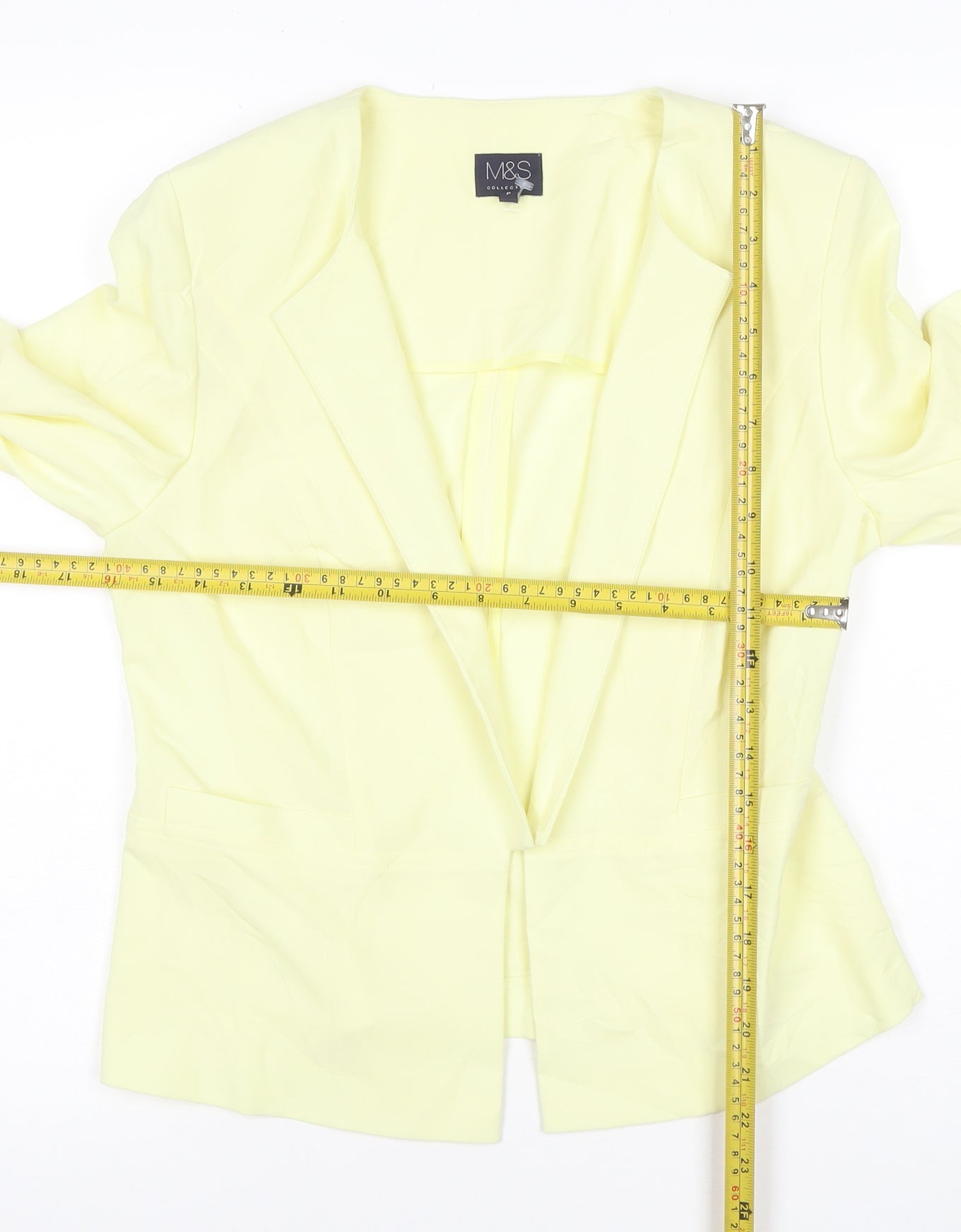 Marks and Spencer Women’s Yellow Blazer Size 10 Regular Fit Single-Breasted Cotton Blend Jacket