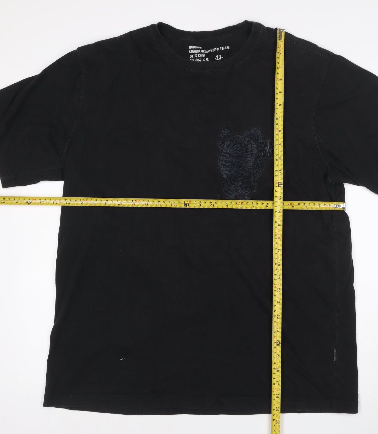 Maharishi Men's Black Organic Cotton XL Embroidered Tiger T-Shirt