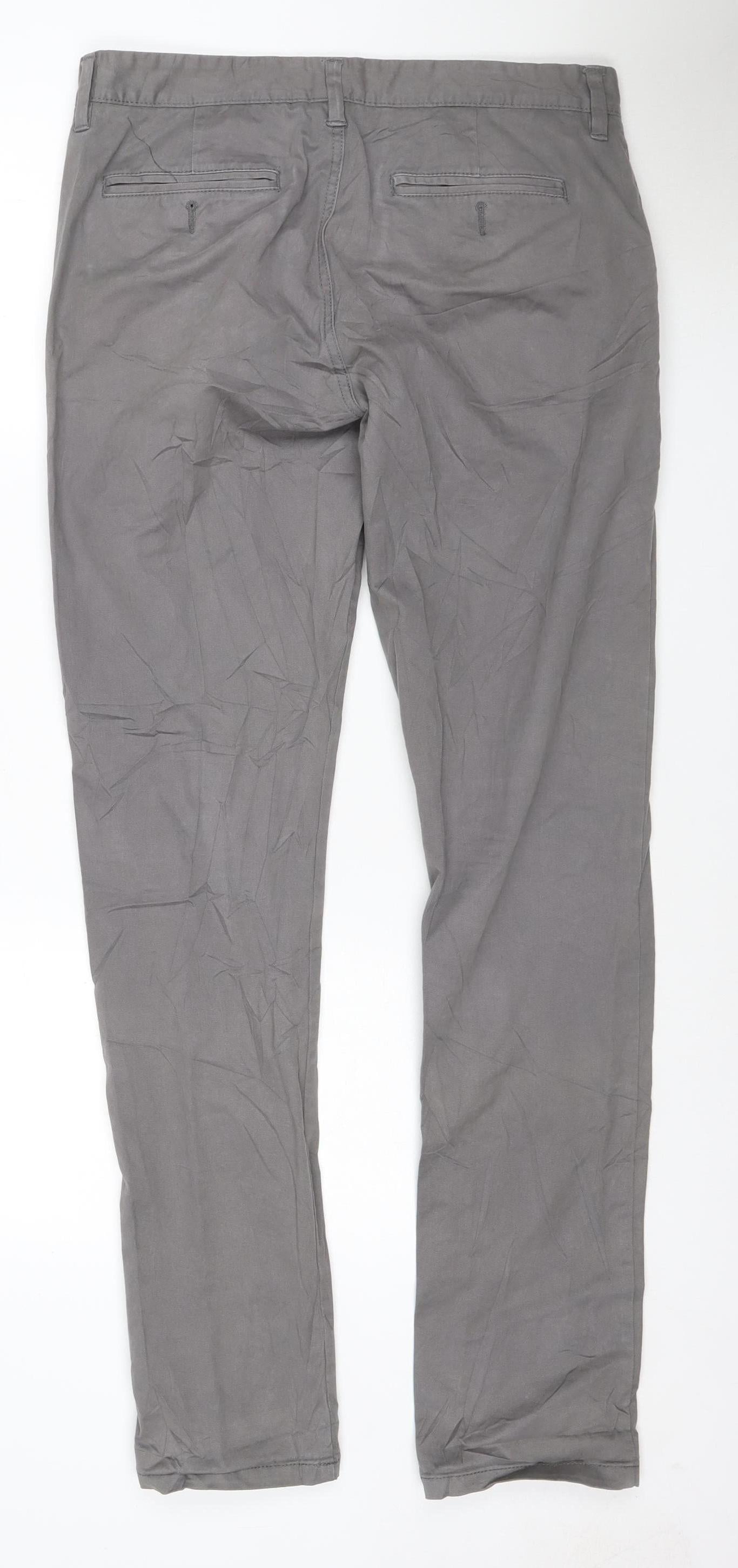 Next Men’s Grey Regular Fit Chino Trousers 33W 32L Cotton Stretch