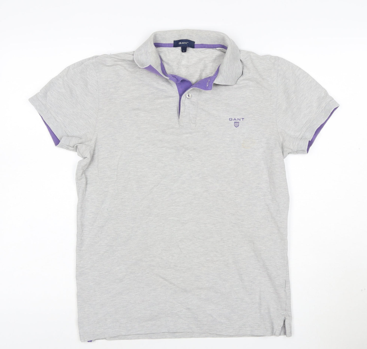 GANT Men's Grey Short Sleeve Polo Shirt Size S Cotton Elastane