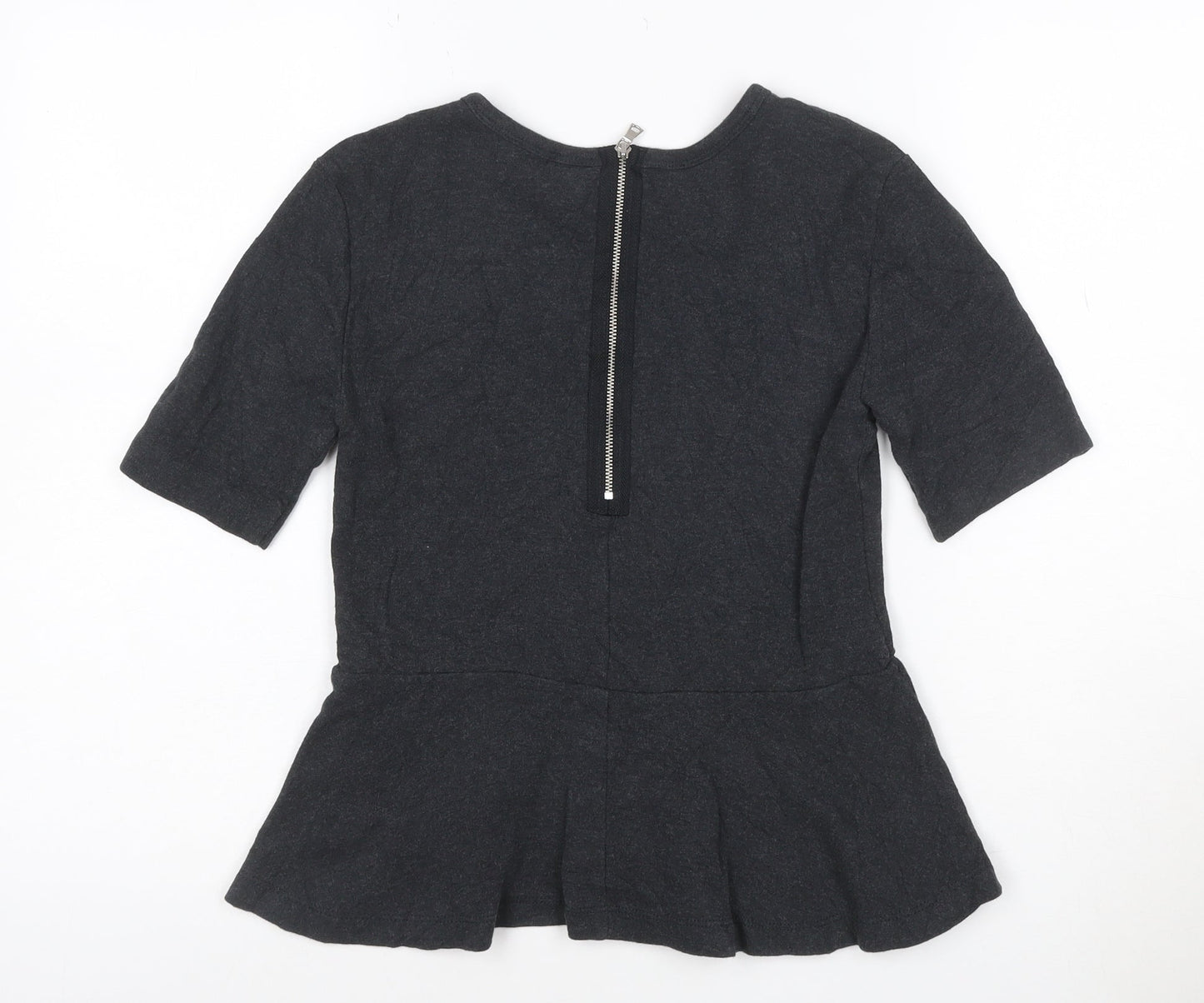 GAP Women’s Black XS Petite Peplum Cotton Short Sleeve Blouse