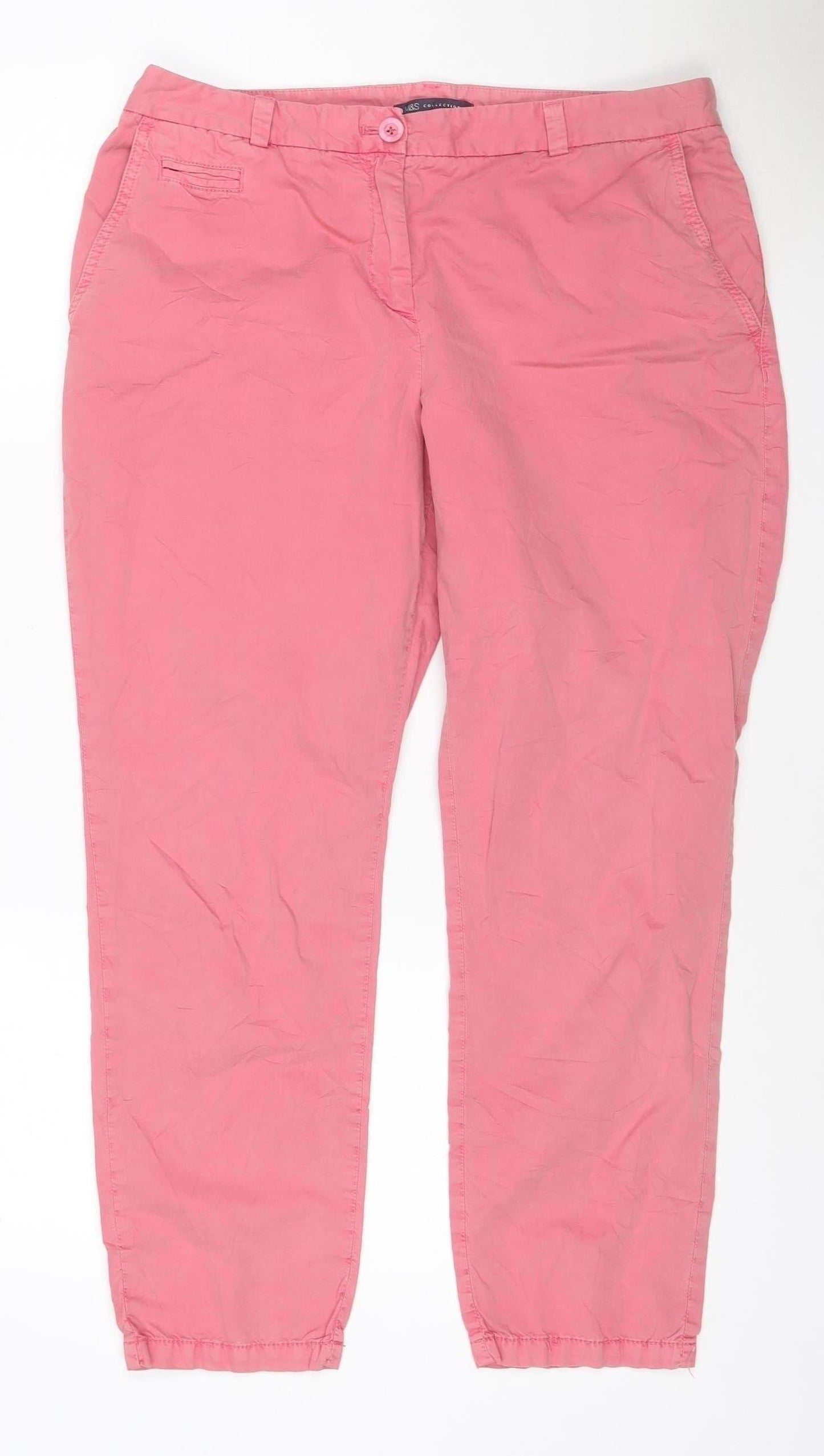 Marks and Spencer Women Pink Straight Cotton Jeans Size 14