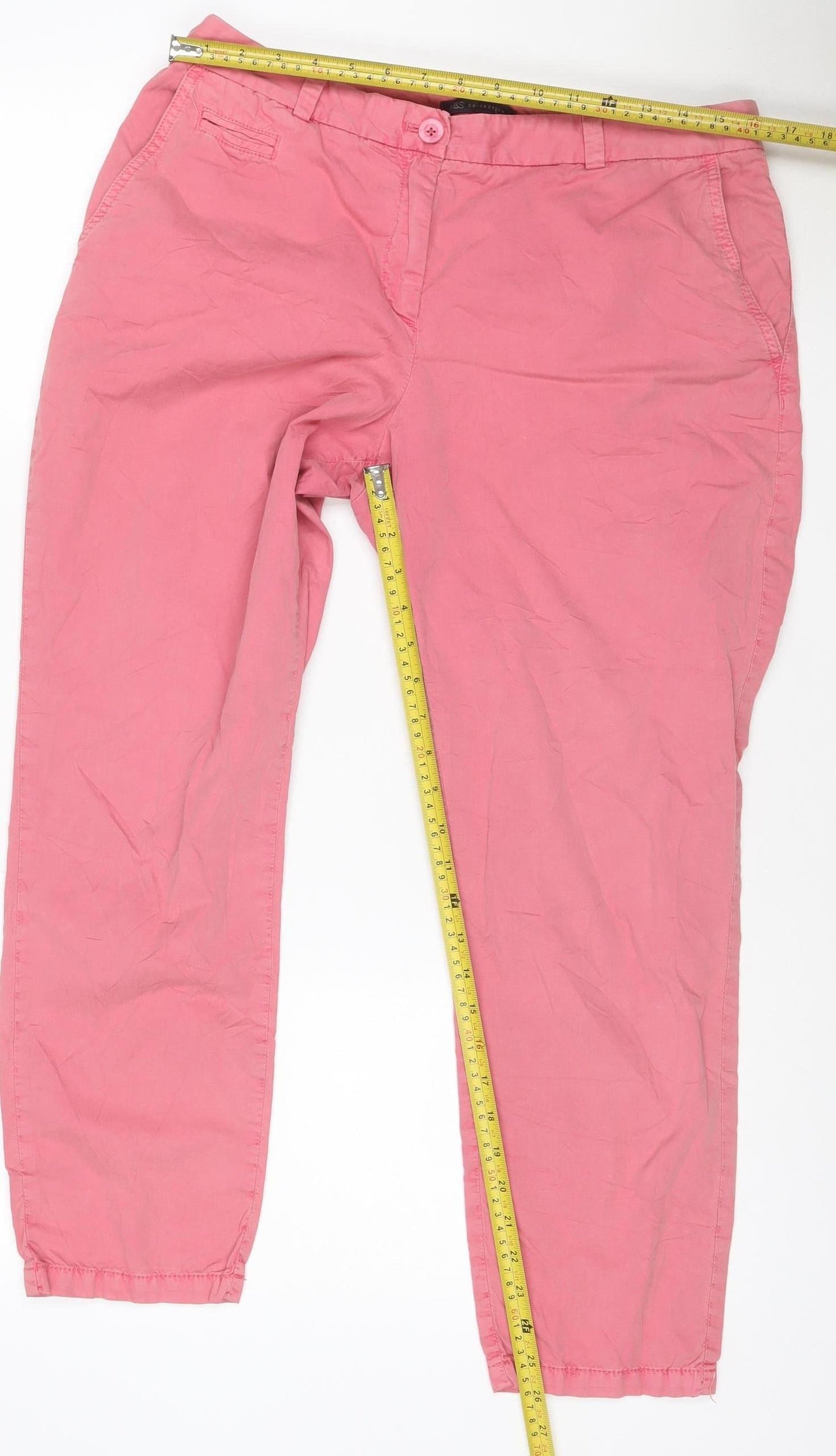 Marks and Spencer Women Pink Straight Cotton Jeans Size 14