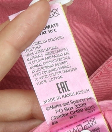 Marks and Spencer Women Pink Straight Cotton Jeans Size 14
