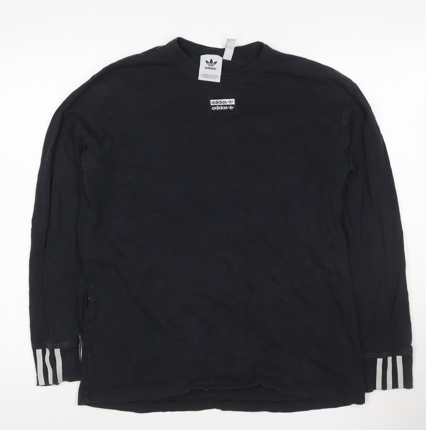 Adidas Men's Black Pullover Sweatshirt M Logo Graphic Cotton