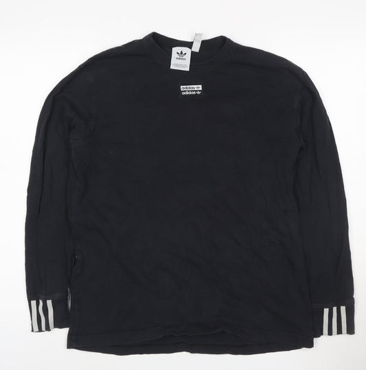 Adidas Men's Black Pullover Sweatshirt M Logo Graphic Cotton