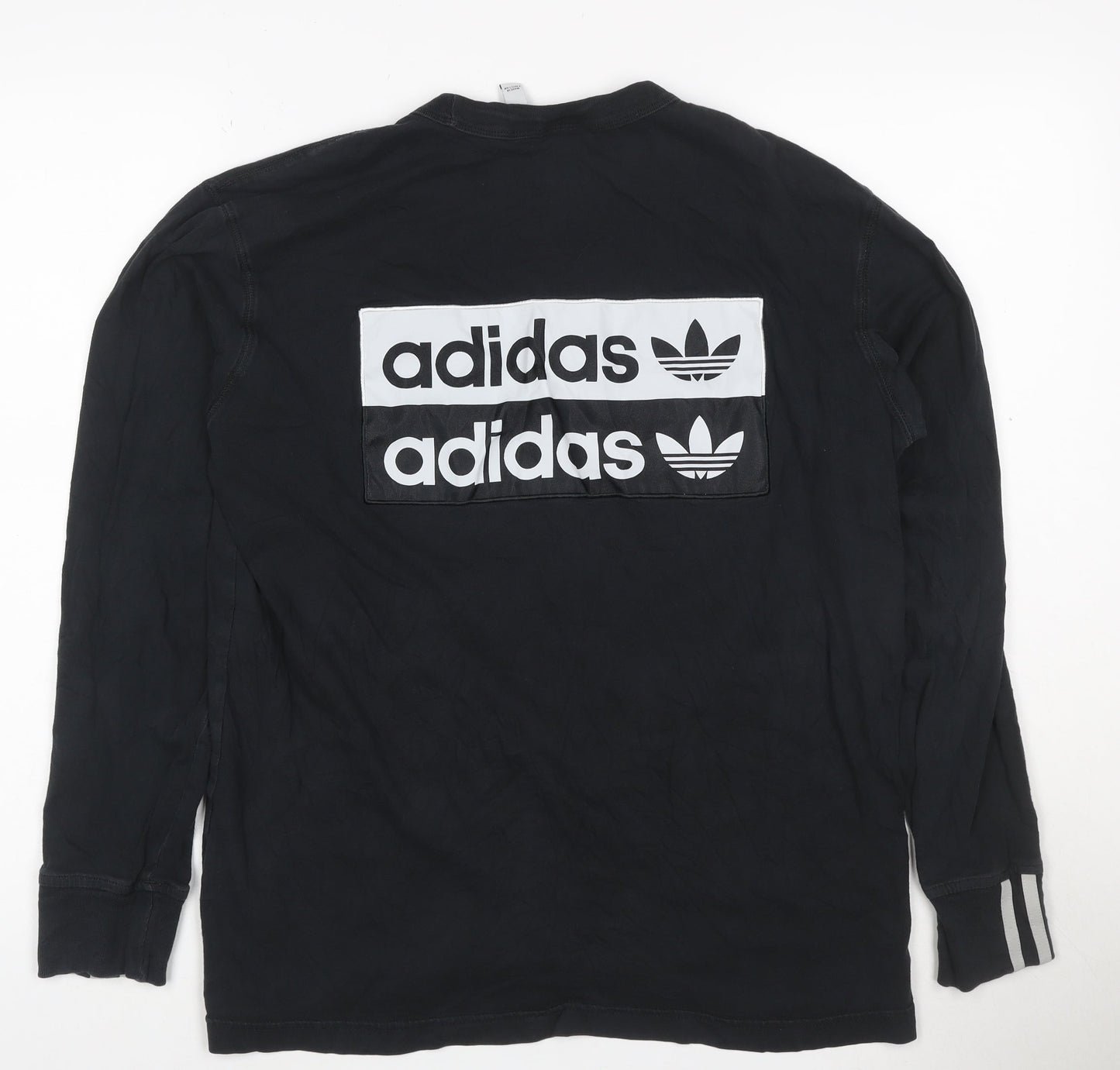 Adidas Men's Black Pullover Sweatshirt M Logo Graphic Cotton