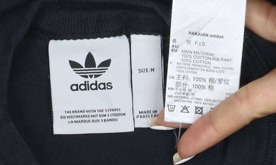 Adidas Men's Black Pullover Sweatshirt M Logo Graphic Cotton