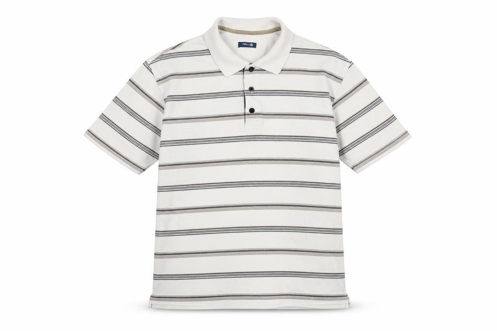 West Rock Men's Beige Striped Polo Shirt Size L Cotton Blend