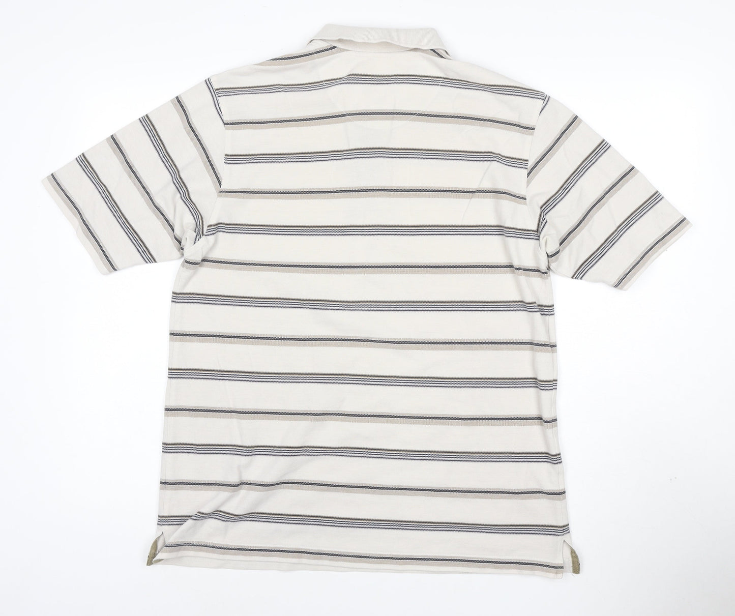 West Rock Men's Beige Striped Polo Shirt Size L Cotton Blend
