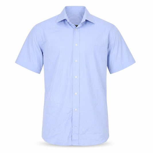 Marks & Spencer Men's Blue Short Sleeve Regular Fit Cotton Blend Shirt Size 15