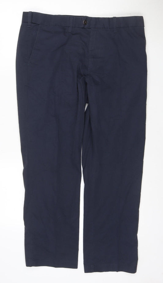 Marks and Spencer Men's Blue Chino Trousers 36W 29L Cotton Blend