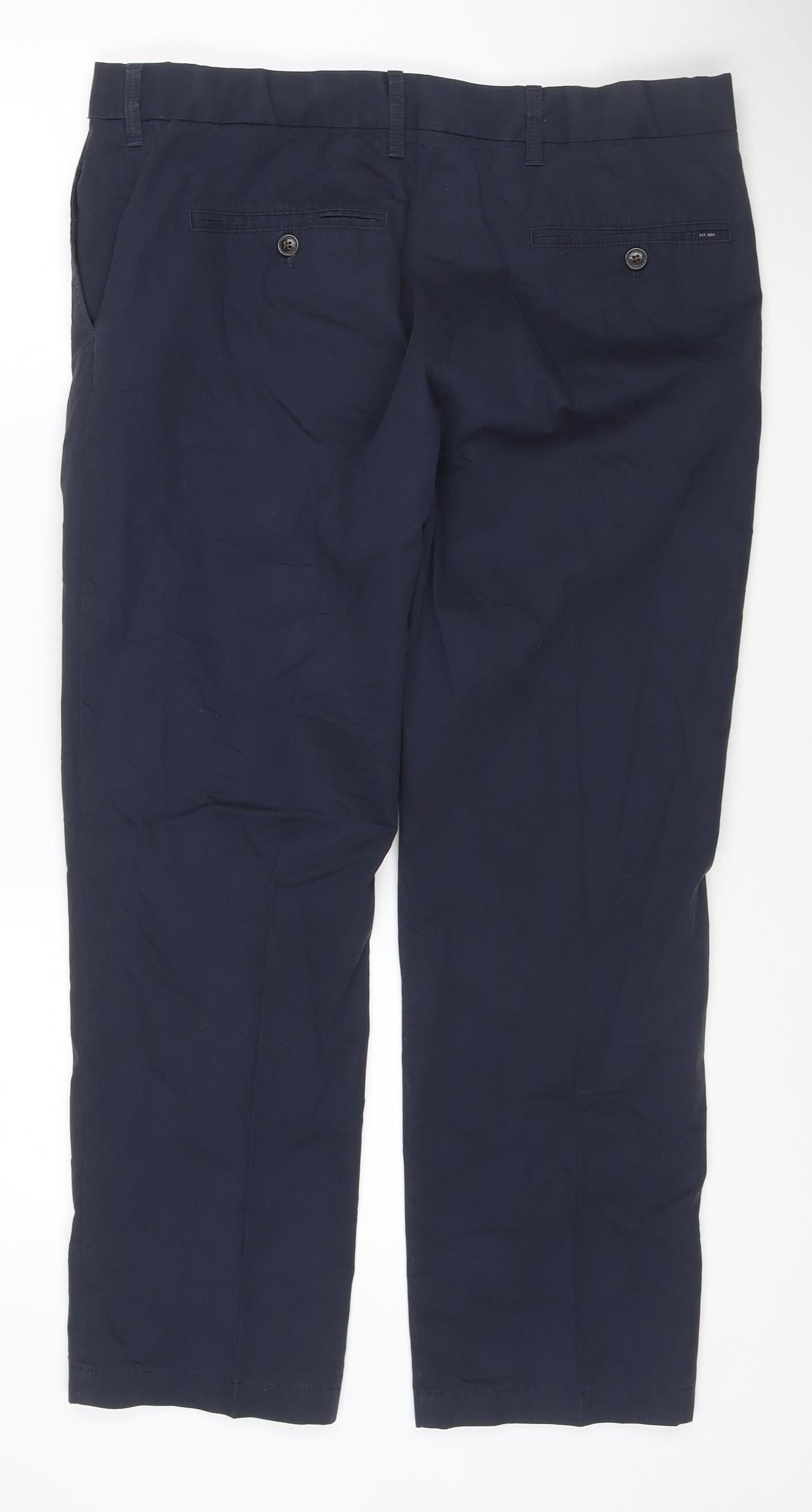 Marks and Spencer Men's Blue Chino Trousers 36W 29L Cotton Blend
