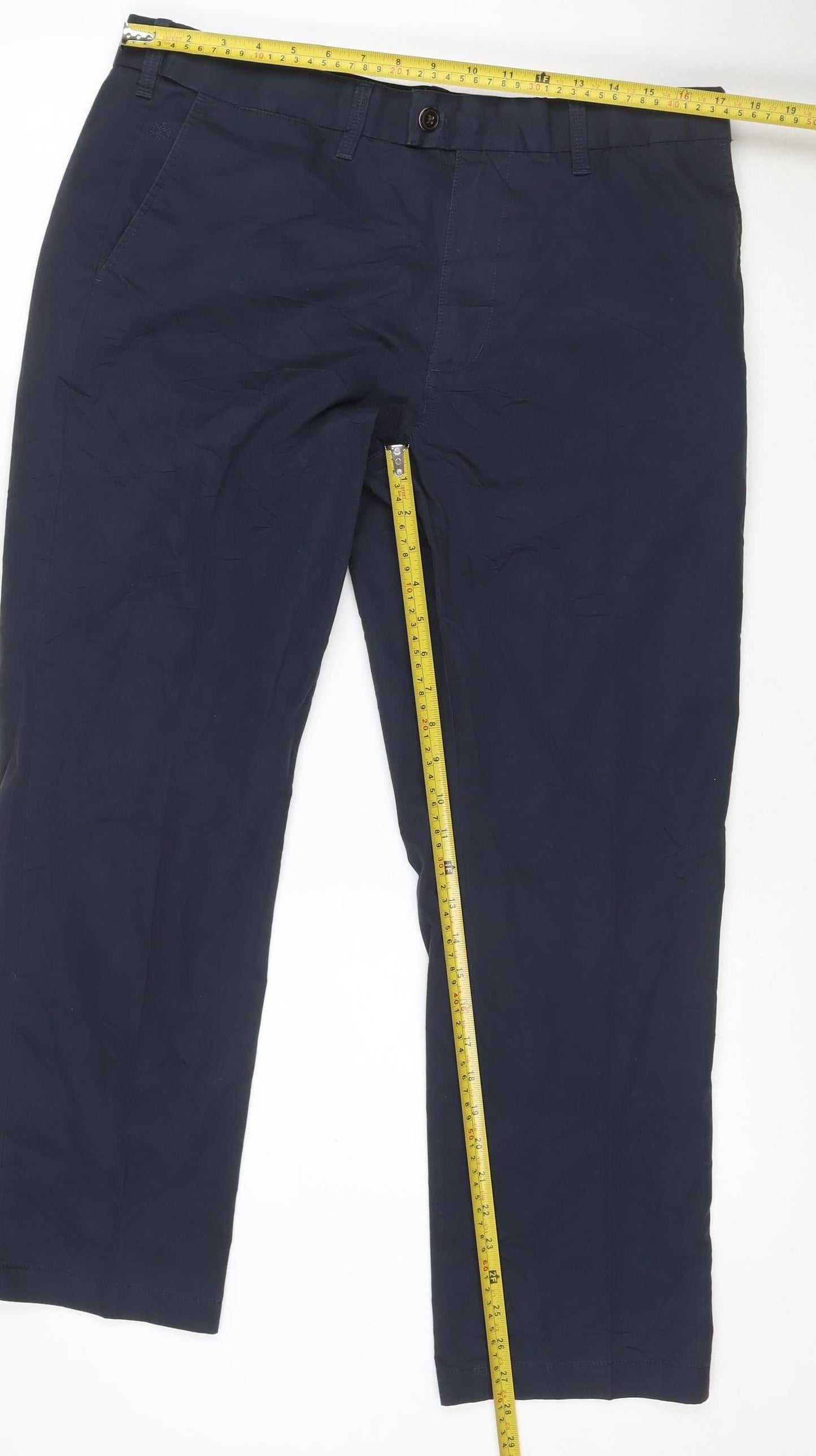 Marks and Spencer Men's Blue Chino Trousers 36W 29L Cotton Blend
