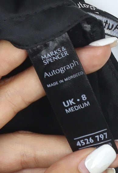 Marks and Spencer Autograph Women's Black UK 8 Wide-Leg Trousers