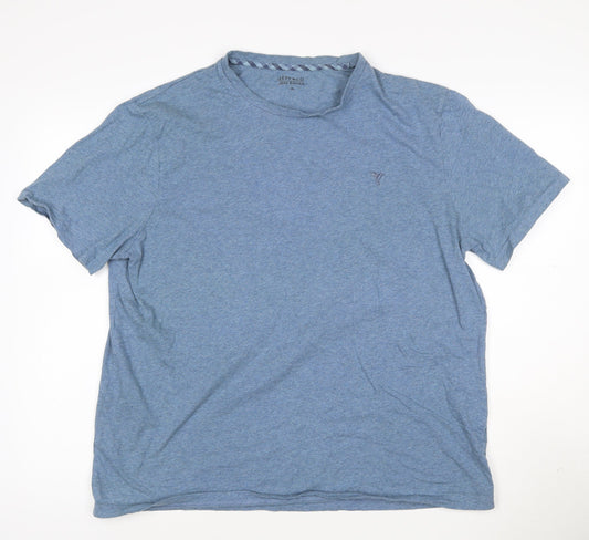 Jeff Banks Men's Blue Cotton Crew Neck Short Sleeve T-Shirt XL