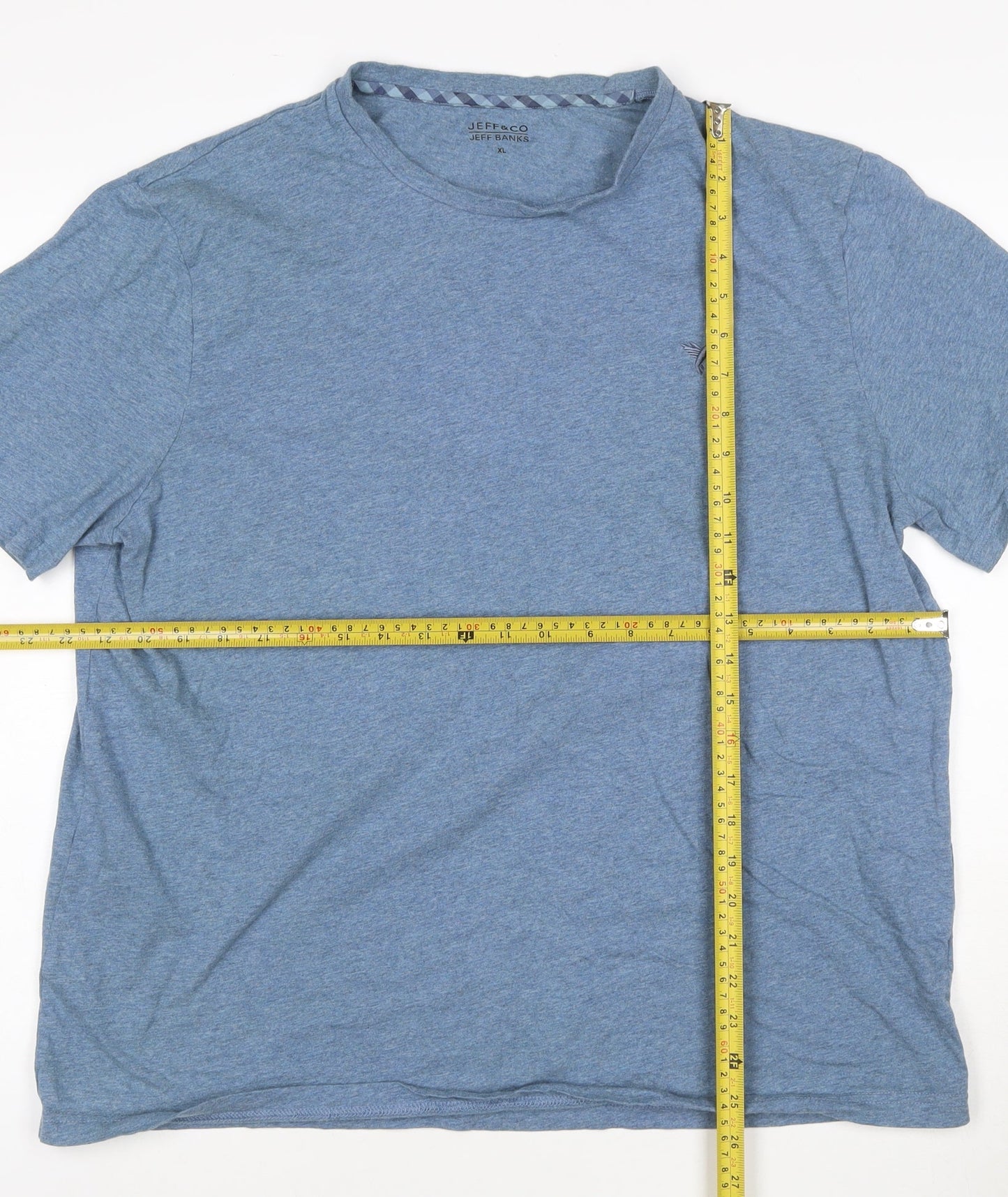 Jeff Banks Men's Blue Cotton Crew Neck Short Sleeve T-Shirt XL