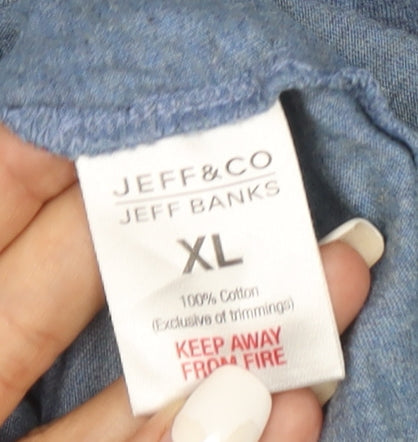 Jeff Banks Men's Blue Cotton Crew Neck Short Sleeve T-Shirt XL