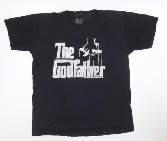 The Godfather Men's Black Cotton Graphic Print T-Shirt Size L