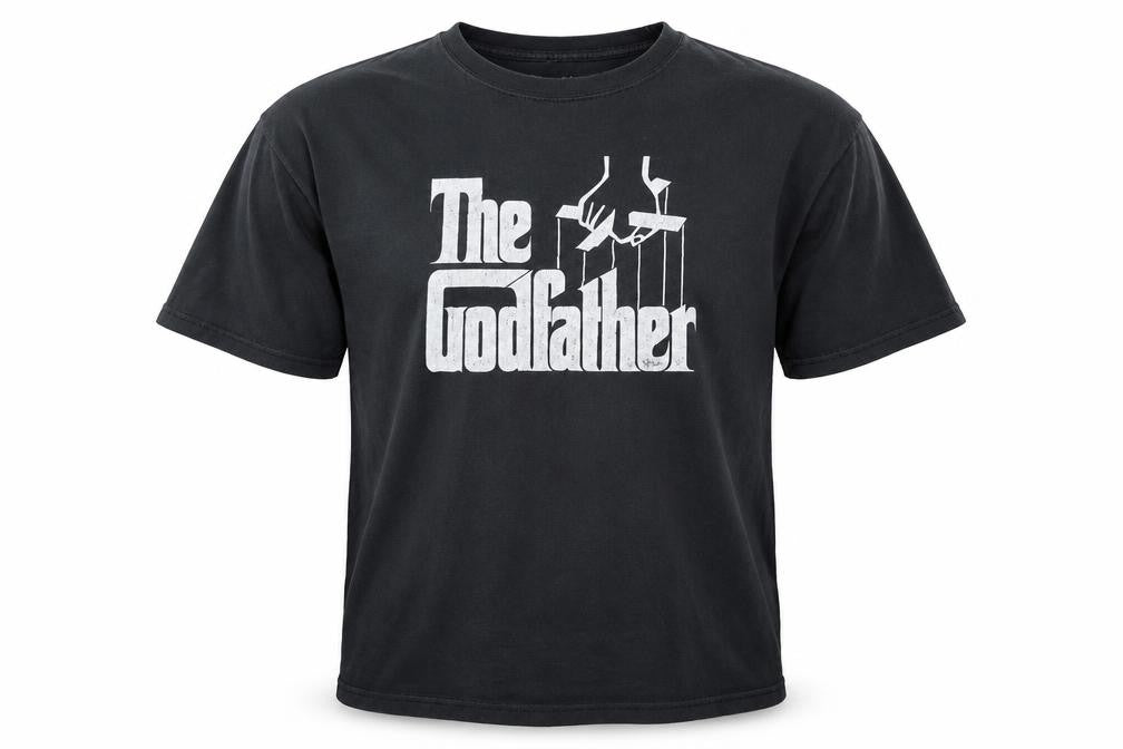 The Godfather Men's Black Cotton Graphic Print T-Shirt Size L