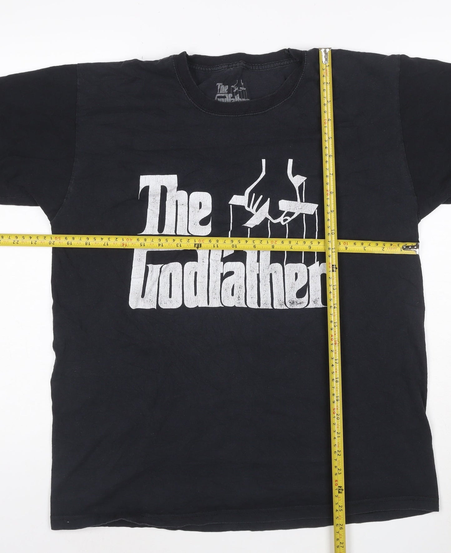 The Godfather Men's Black Cotton Graphic Print T-Shirt Size L