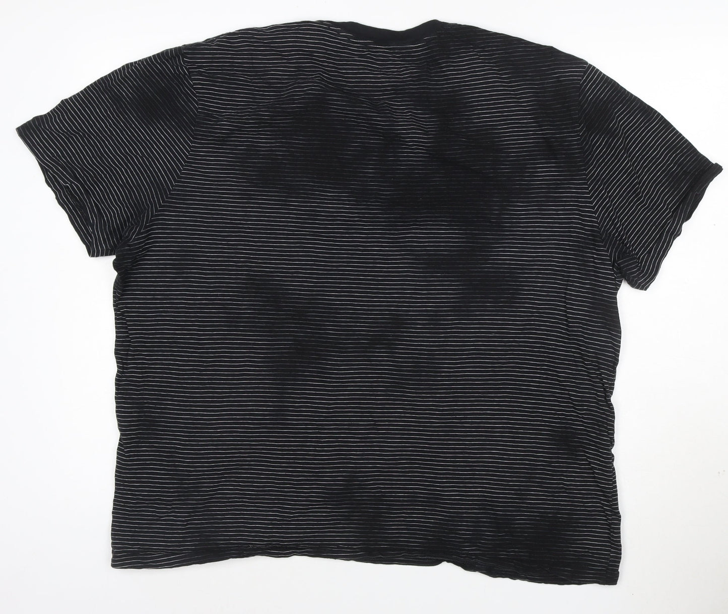 AllSaints Men's Black Striped Crew Neck T-Shirt XL Organic Cotton