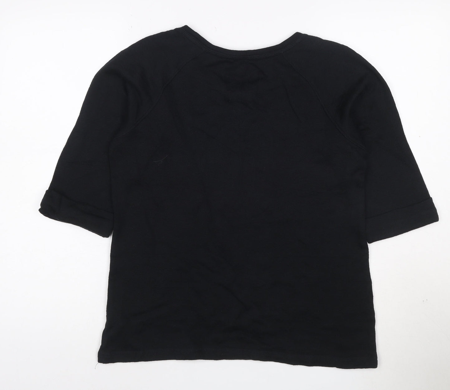 Marks and Spencer Women’s Black Sequin Striped 3/4 Sleeve T-Shirt Size 14