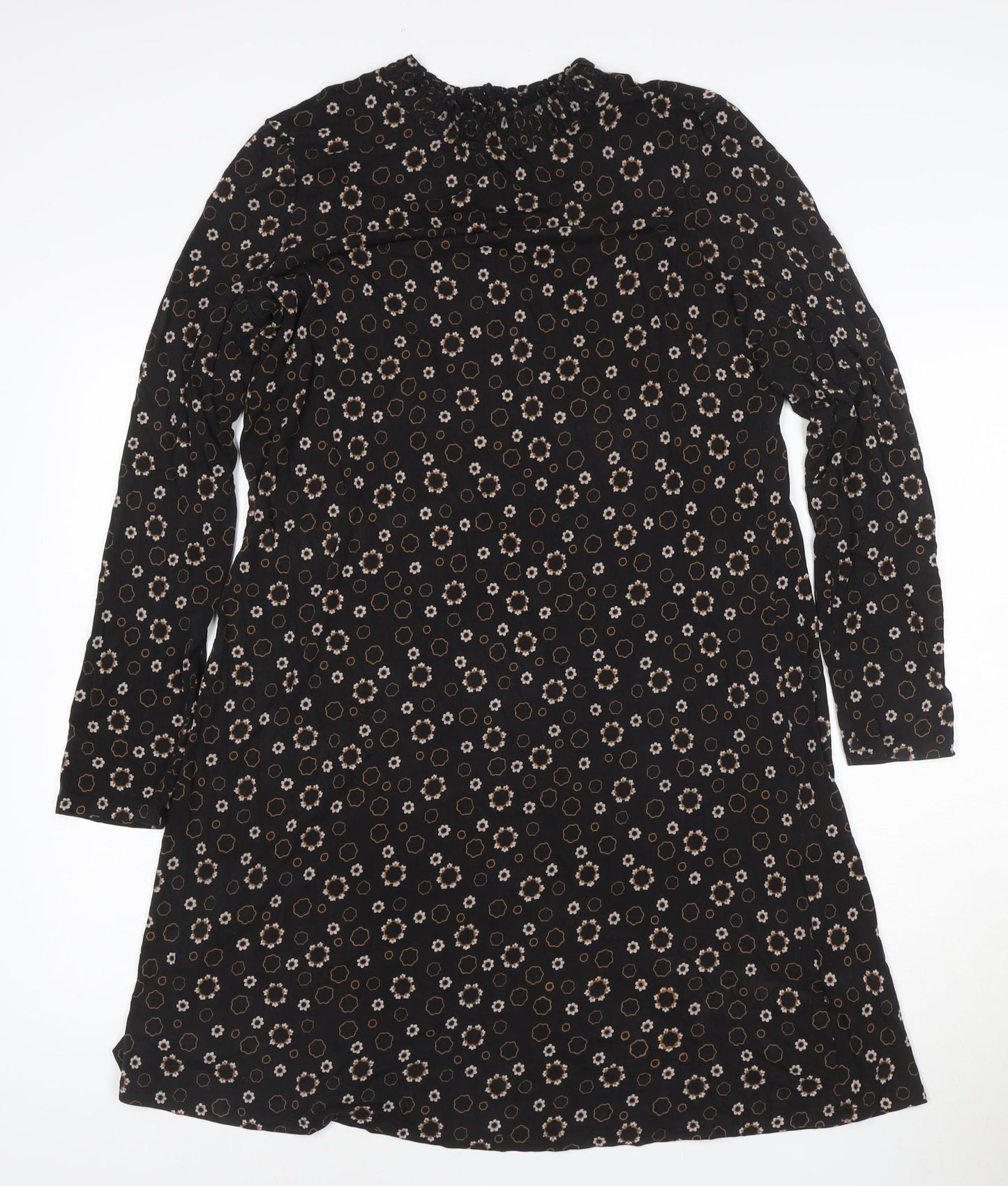 Marks and Spencer Women’s Black Floral Shift Dress Size 14 Long Sleeve
