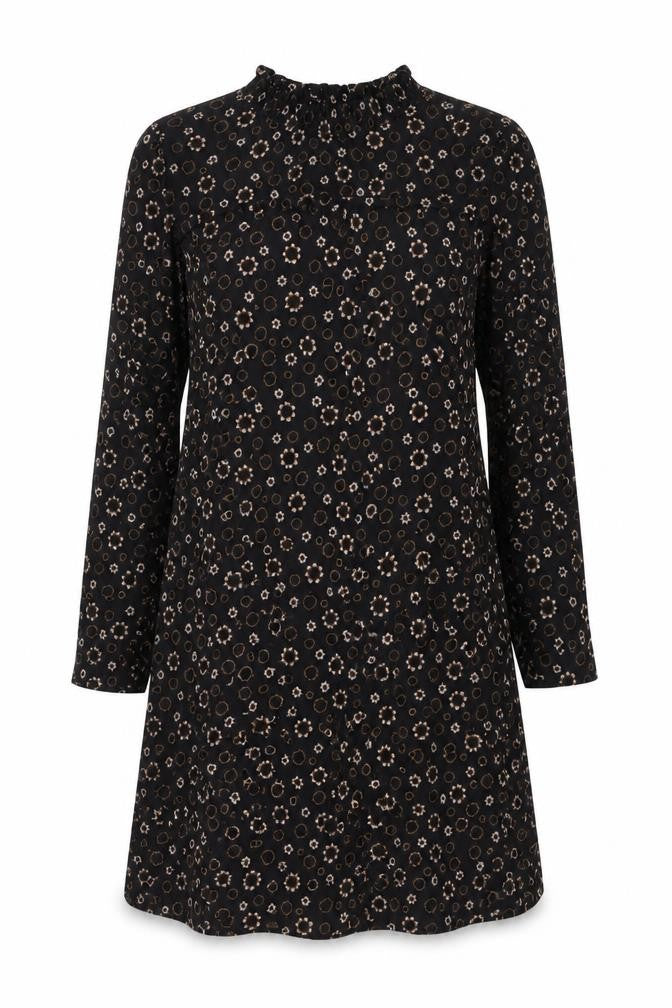 Marks & Spencer Women’s Black Floral Shift Dress Size 14 Long Sleeve