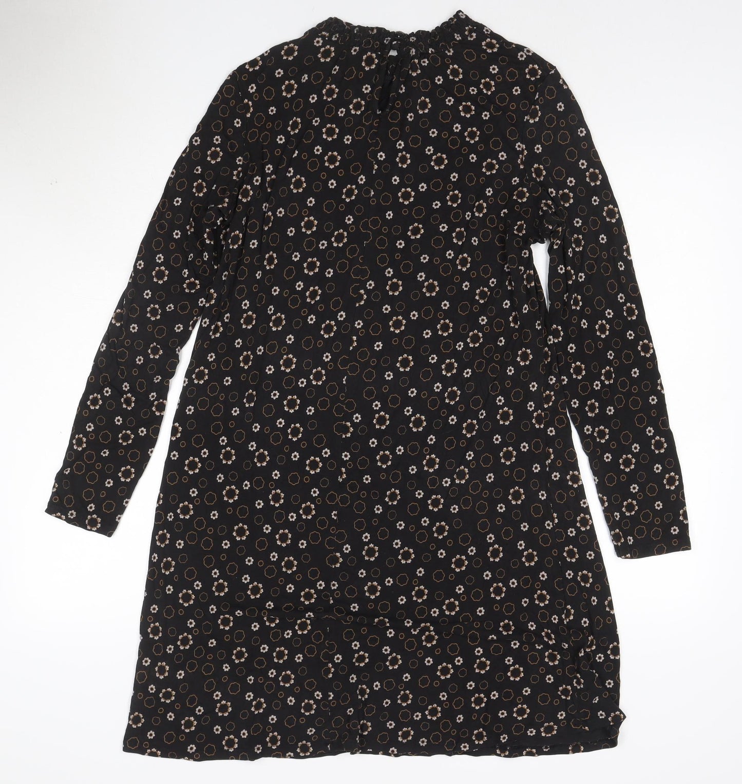 Marks and Spencer Women’s Black Floral Shift Dress Size 14 Long Sleeve