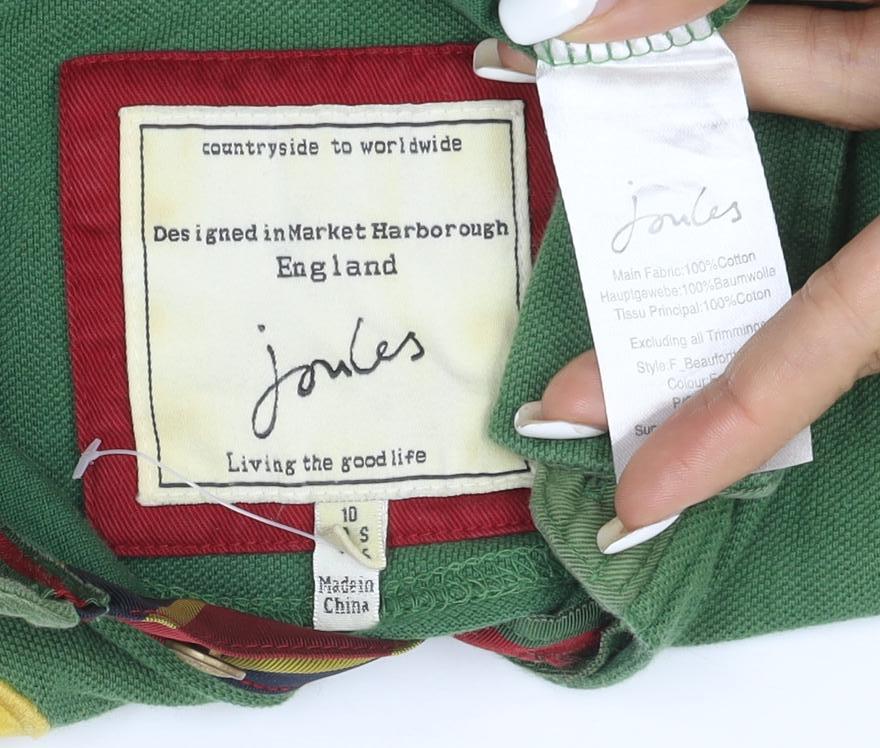 Joules Women's Green Polo Shirt Size 10 Short Sleeve Cotton