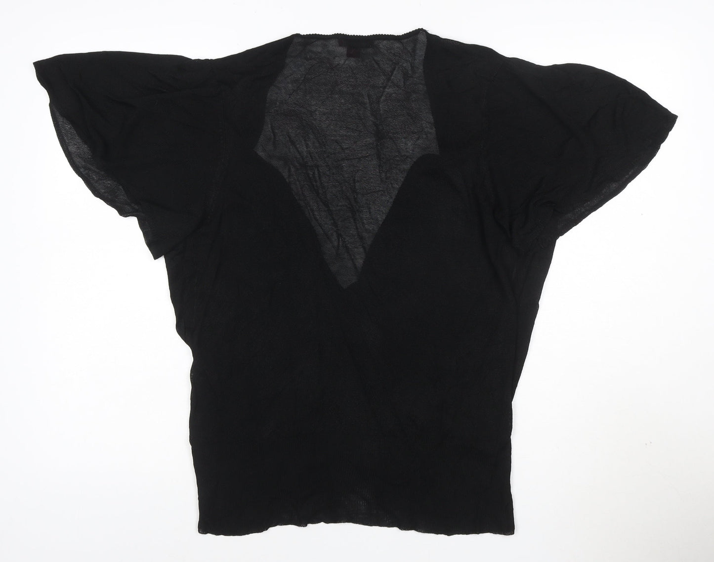 Morgan Women’s Black Viscose V-Neck Beaded Short Sleeve Jumper Size 20