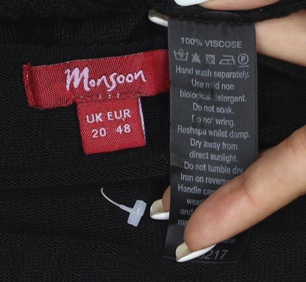 Morgan Women’s Black Viscose V-Neck Beaded Short Sleeve Jumper Size 20
