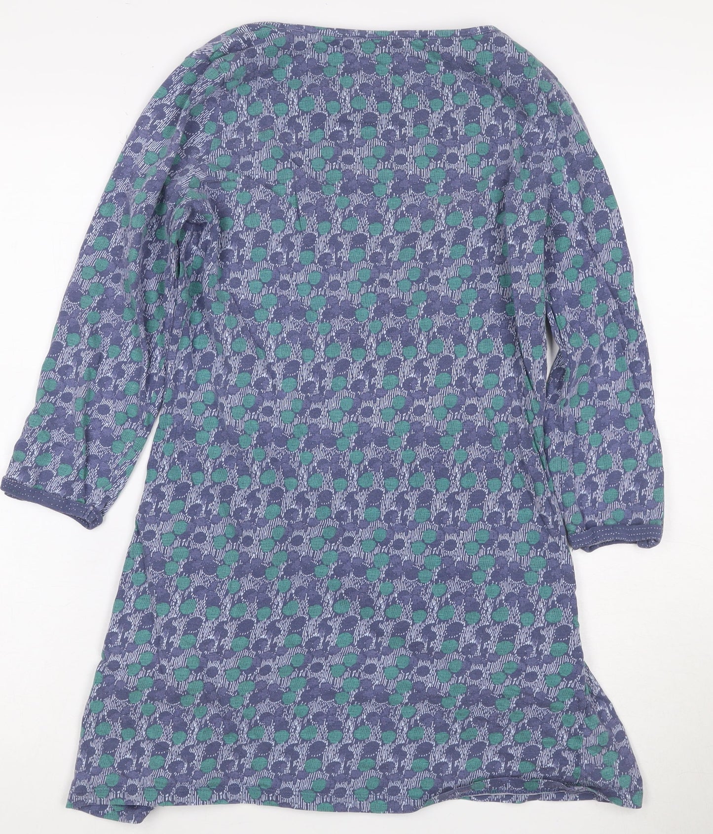 Palava Women’s Blue Green Patterned Jersey Shirt Dress Size 12