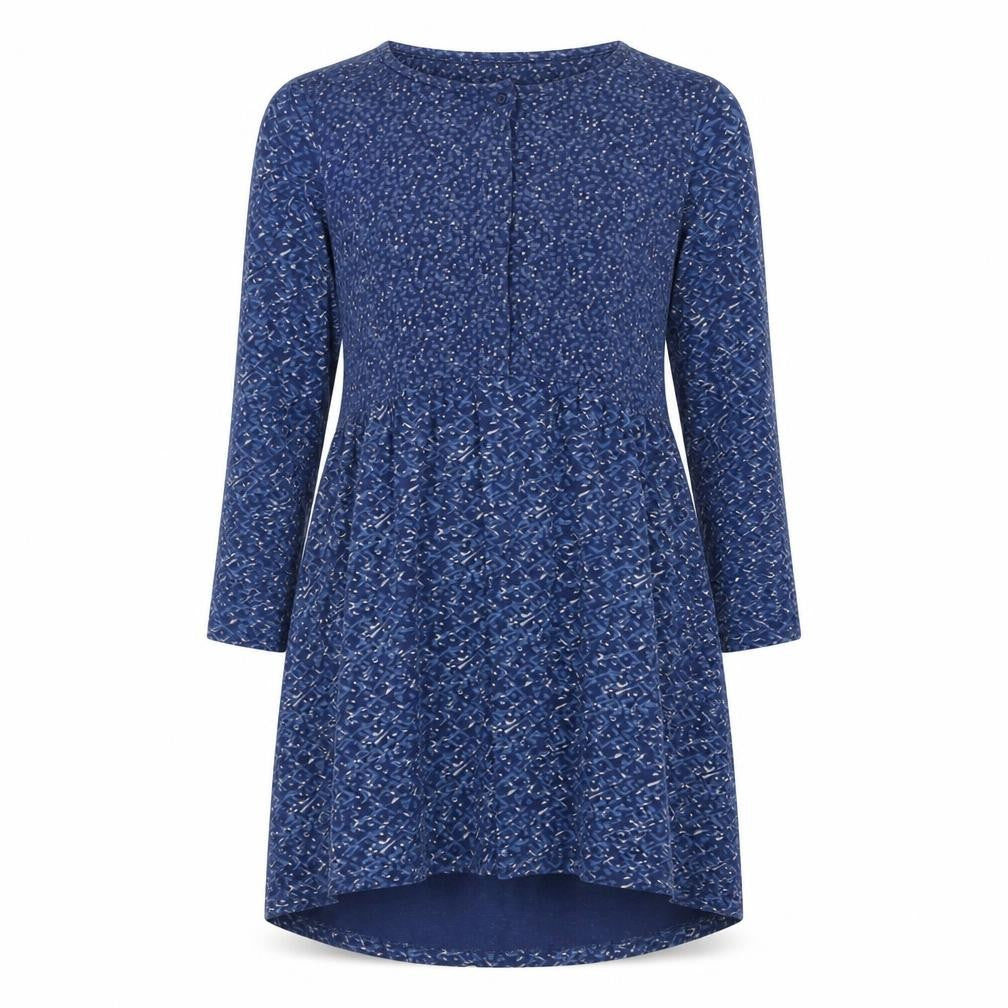 FatFace Women Blue Long Sleeve Hi-Low Cotton Blend Casual Dress UK 10