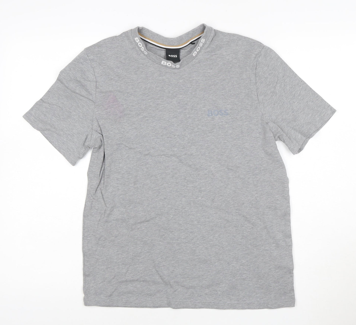 BOSS Men's Grey Regular Fit Short Sleeve Cotton T-Shirt M
