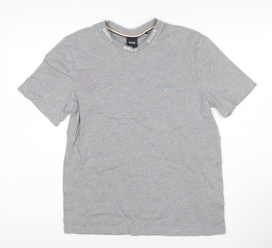BOSS Men's Grey Regular Fit Short Sleeve Cotton T-Shirt M