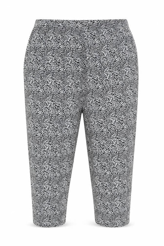 Marks and Spencer Womens Black Animal Print Cropped Trousers Size 24