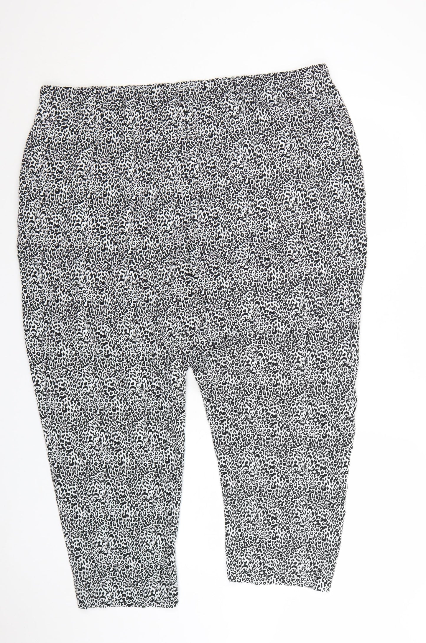 Marks and Spencer Womens Black Animal Print Cropped Trousers Size 24
